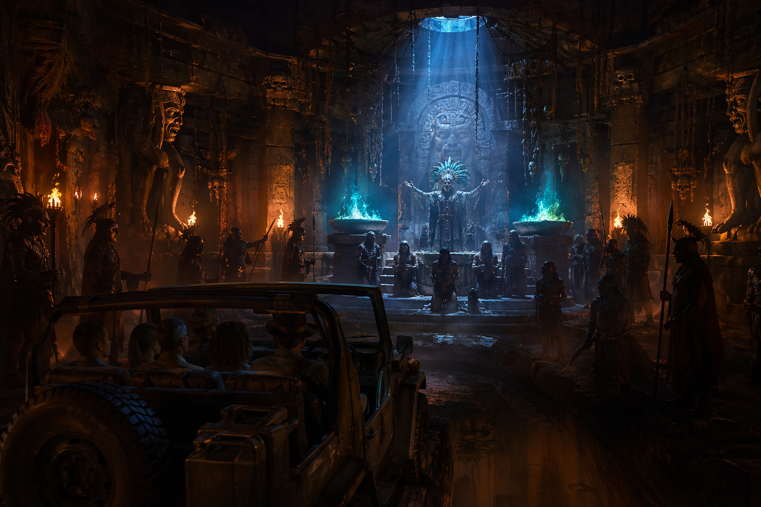 Concept art for an Indiana Jones dark ride in Adventureland