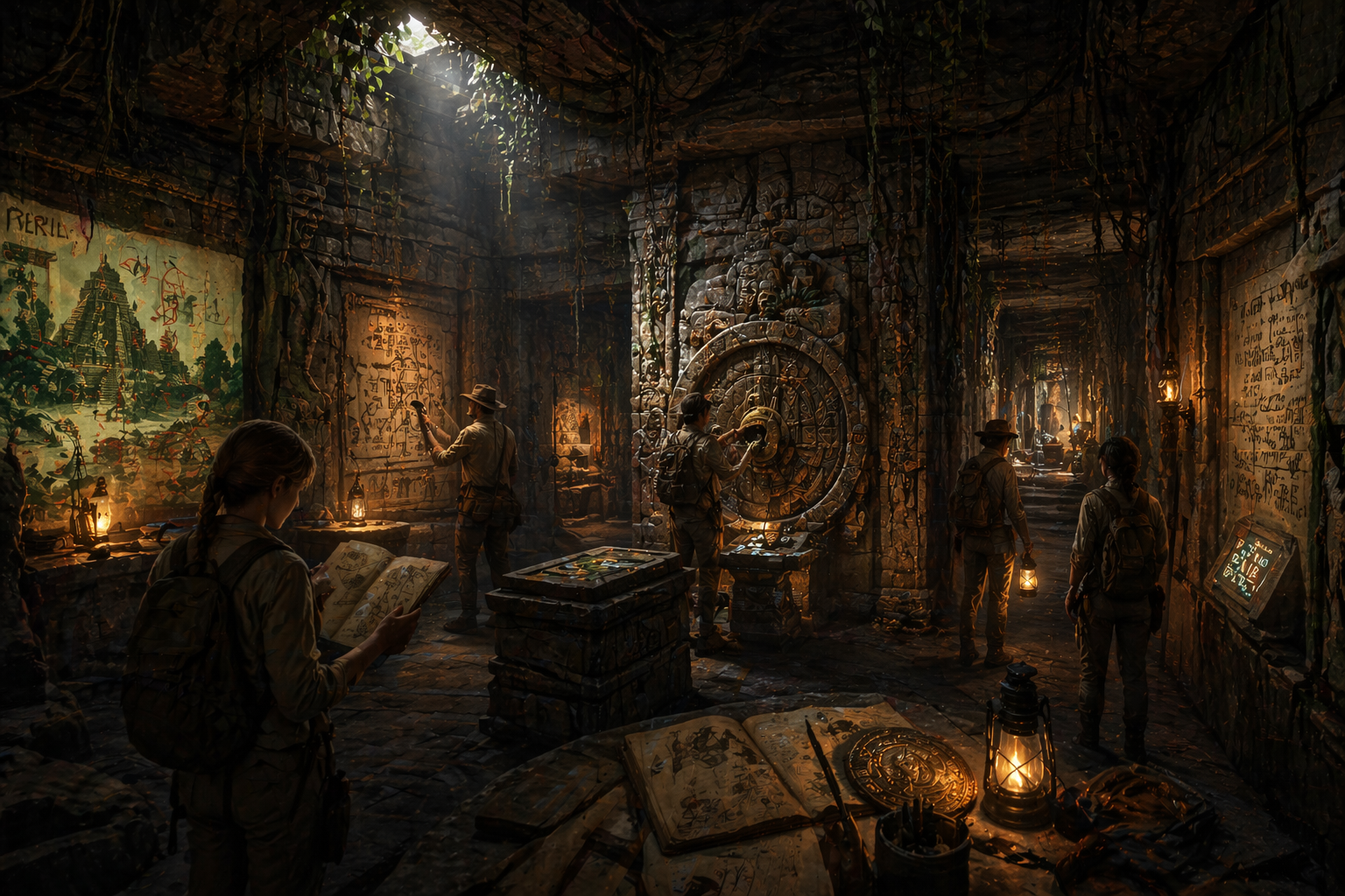 Concept art for an interactive Indiana Jones temple walkthrough